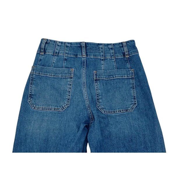 Pilcro Jeans Womens 28 Blue Denim High Rise Wide Leg Crop Stretch Made In Turkey - Picture 8 of 11